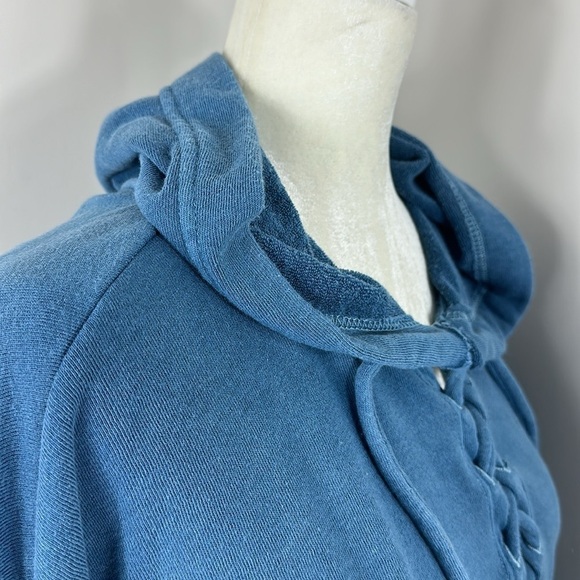 Free People Movement Blue Believe it Lace Up Hoddie Cropped Sweatshirt XS - Picture 7 of 10
